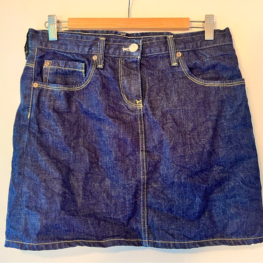 J.Crew Womens Dark Wash Blue Denim Jean Short Mini Skirt Sz 27. EUC.